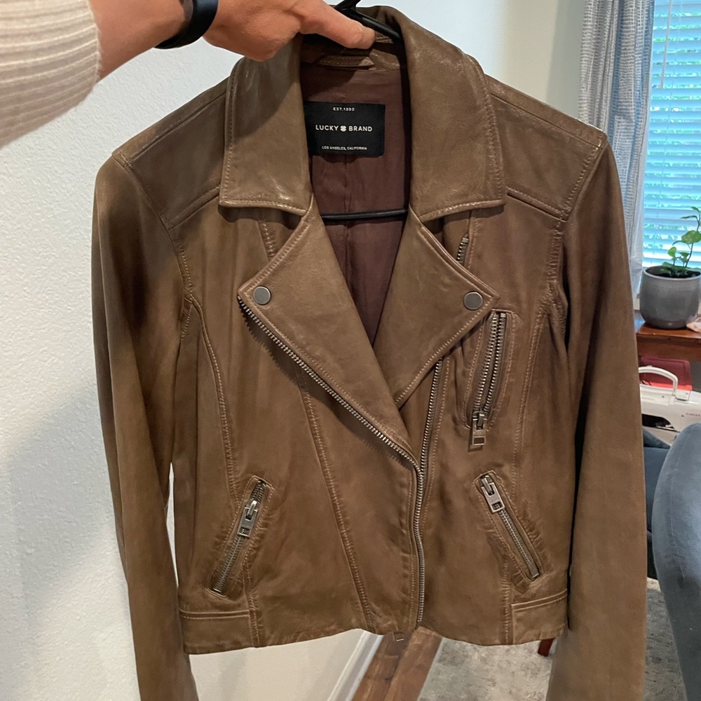 Lucky brand brown leather jacket
